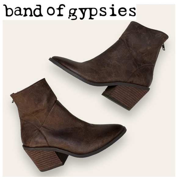 Band of Gypsies New Lakota Chocolate Brown Faux Leather Booties Size 7 - Picture 1 of 10